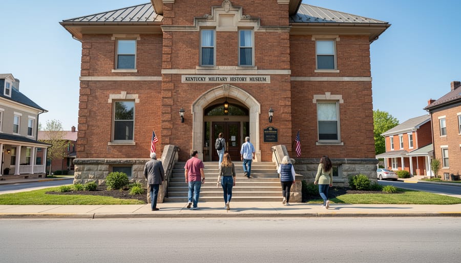People walking toward the entrance of the Kentucky Military History Museum.